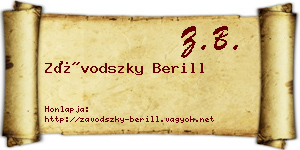 Závodszky Berill névjegykártya